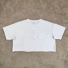 AMERICAN EAGLE White Light Pink Tie-Dye Cropped Short-Sleeve T-Shirt Womens L