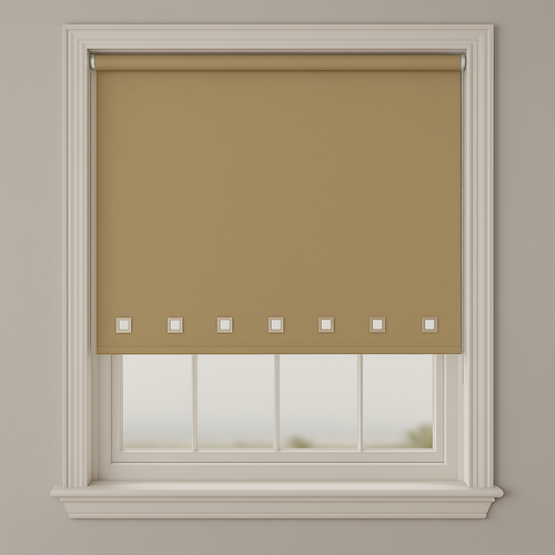 Square Eyelet Roller Blind Cappuccino Plain Fabric Trimmable Window Blinds - Picture 2 of 5