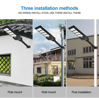 LED Solar Street Light Motion Sensor Dusk to Dawn Outdoor Road Lamp 3 Control