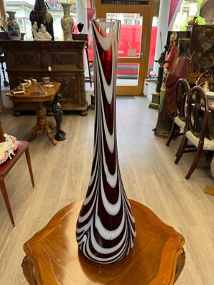 VINTAGE BODENVASE GROSSE VASE AUS GLAS LOLLIPOP SPACE AGE SCHOTT ZWIESEL 68x20cm