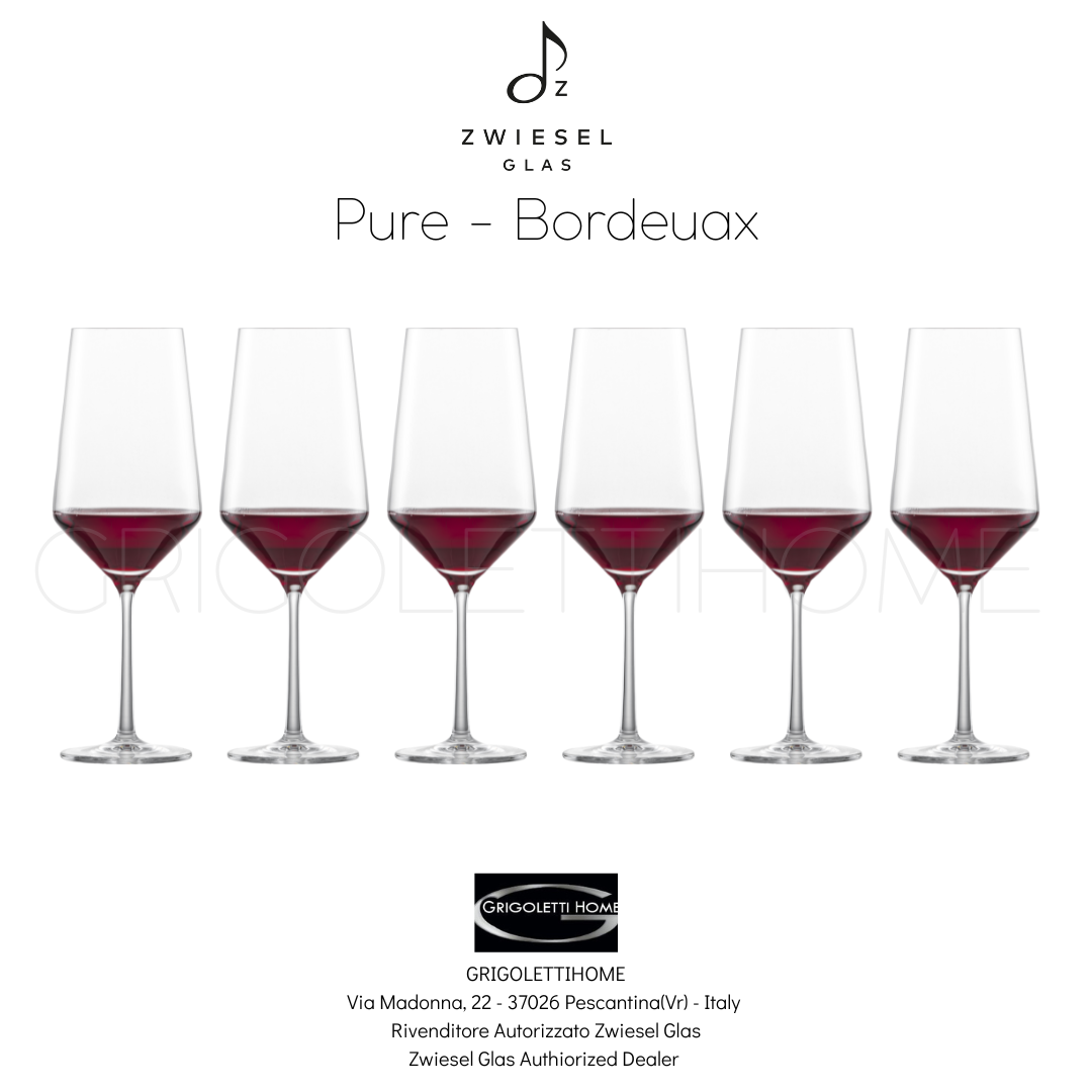 Zwiesel Glas PURE Set of 6 Red Wine Glasses Bordeaux Height 26,7 cm