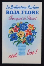 Antique perfume card ROJA FLORE bouquet flower France perfume perfume card