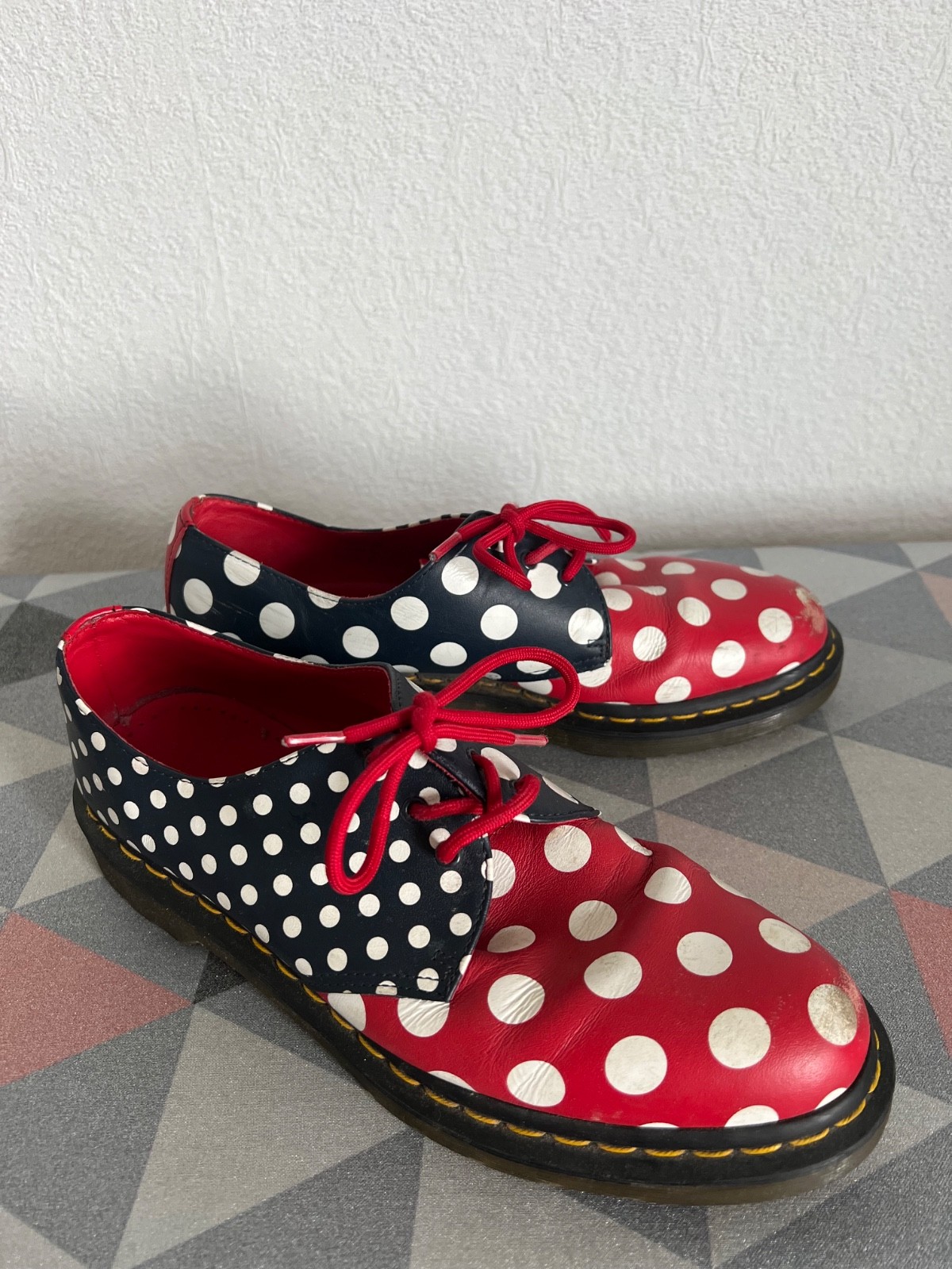 SAOLA Scarpe Dr. Martens Meris a pois 3 occhielli rare rosse marine bianche UK 7 US 9 EU41