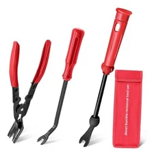 3 Pcs Clip Pliers and Fastener Remover,Clip Removal Tool Panel Clip Removal Red