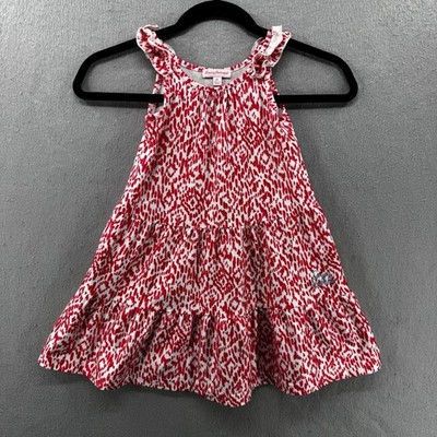 Tommy Bahama Tank Dress Girls Size 3T Pink White Sleeveless Coastal Beach Ruffle
