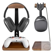 Walnut Headphone Stand, Wood Headset Stand for Desk, Universal Headphone Holder