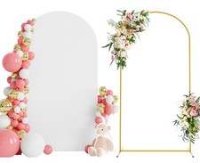7.2 FT Wedding Arch Backdrop Stand and White Arch Cover, Metal Arch Stand wit...