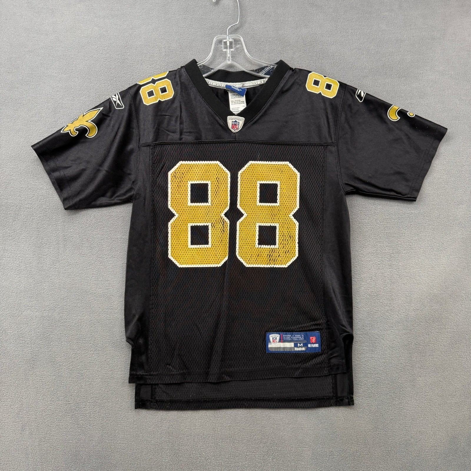Reebok Jeremy Shockey 88 Jersey Youth Medium NFL New Orleans Saints Black Gold
