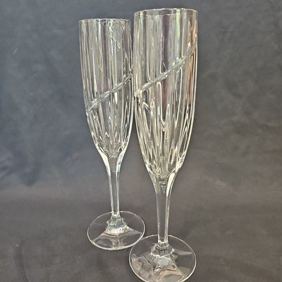 Vintage Mikasa Uptown Fluted Champagne Crystal Glasses - GERMANY, Set of 2