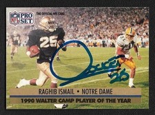 Raghib Rocket Ismail Auto Autograph 1991 Pro Set Walter Camp Notre Dame Card #36