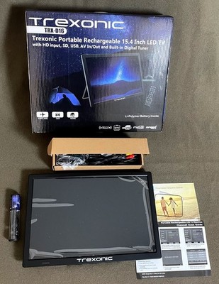 NEW in open box Trexonic TRX-D16 15.4'' Rechargeable LED 1080i Portable TV+ bonus