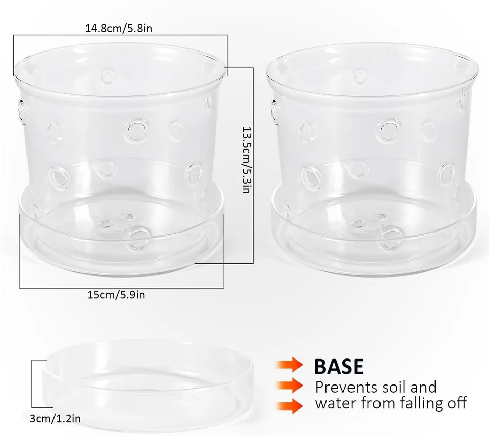 Chic 2-Piece Glass Orchid Pot Set with Drainage - Ideal Gift for Plant Lovers - Image 4 of 4