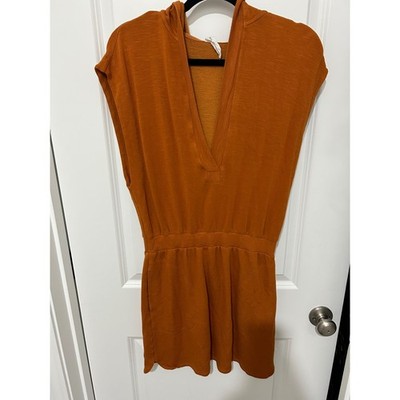Daily Practice Orange Hooded Pocket Dress Casual Comfort Size Small