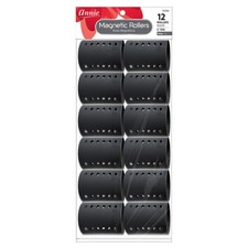 Annie Magnetic Hair Rollers 2 Inch, 12 Count Gray Curlers for Smooth Curls an...