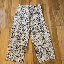 Bryn Walker Linen White Black Patterned Pull On Lagenlook Style Pants M