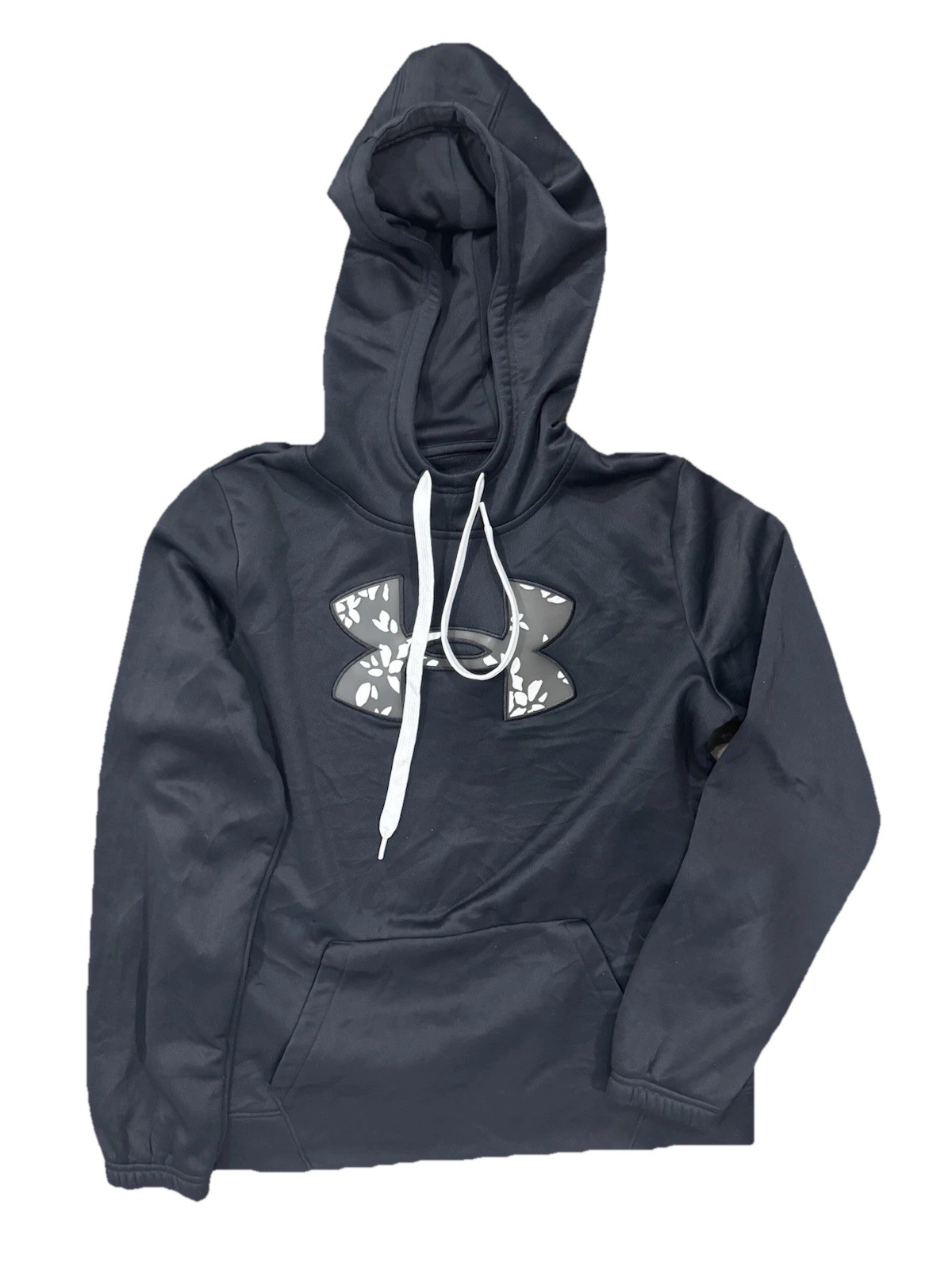 Under Armour Floral Logo Fleece Hoodie Sweatshirt In Black Size Small