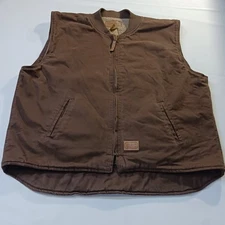 Vintage C.E. Schmidt Workwear TV53BB Men's 2XLR Brown Cotton Blend Full Zip Vest