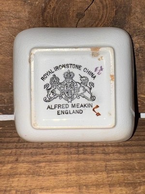 Antique Chunky Ironstone Square Brown Tea Leaf Alfred Meakin England Butter Pat
