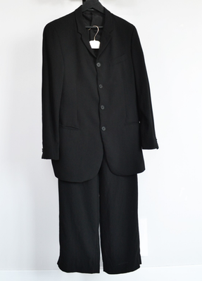 スーツ 90s giorgio armani wide slacks black 52 90s Vintage Mens EMPORIO ARMANI Suit Black Blazer Jacket Pants
