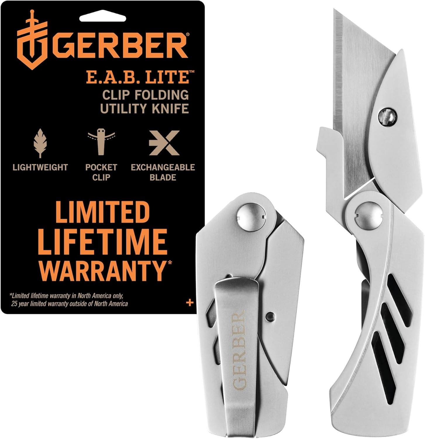 Gerber Gear EAB Utility Knife, Clips to Pocket or Keychain with Replaceable Razo