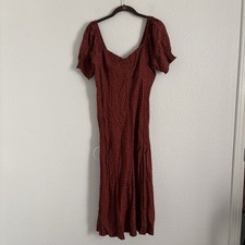 NWT Madewell Size 2 Red Sweetheart Puff Sleeve Midi Dress in Carmine Floral