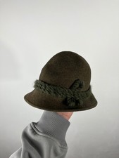 Vintage Austrian Loden Wool Felt Alpine Hat with Braided Band Green