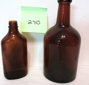 Lot of 2 Vintage Brown (Amber)  Glass Bottles