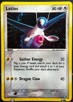 Latios 2/10 EX Trainer Kit Holo Rare   SWIRL 2004 Vintage Pokemon - LP/NM