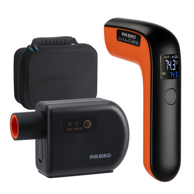 INKBIRD BBQ Temperature Controller Smoker Fan ISC-027BW + Infrared Thermometer F