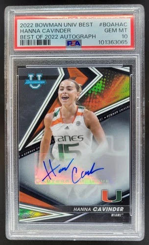 2022-23 Bowman University Best Hanna Cavinder Best of 2022 Auto PSA 10 JE4