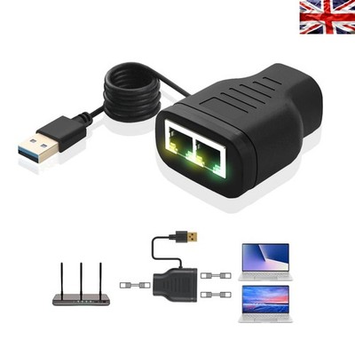 Ethernet Splitter 1 bis 2 - Schnelles Netzwerk für Router, TV, Laptop - USB