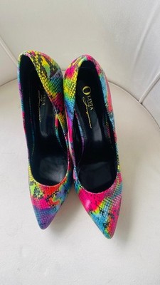 Olivia Ferguson Multi- Color Snake Print Heels Size 9 NWOT