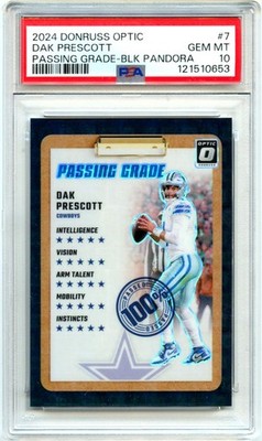 DAK PRESCOTT 2024 DONRUSS OPTIC BLACK PANDORA PASSING GRADE JERSEY # 4/25 PSA 10