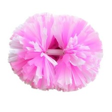 2 Pack Cheerleading Pom Poms with Baton Handle Rainbow Colorful Macaron Pink