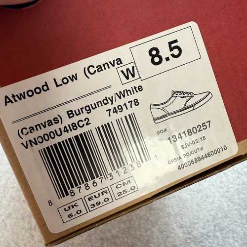 Vans Atwood Low Canva Shoes Womens 8.5 Burgundy Casual Skateboard Sneakers - Picture 4 of 5
