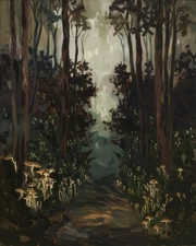 Twilight Forest Path | Mysterious Shadowy Woodland Art Print Museum Art