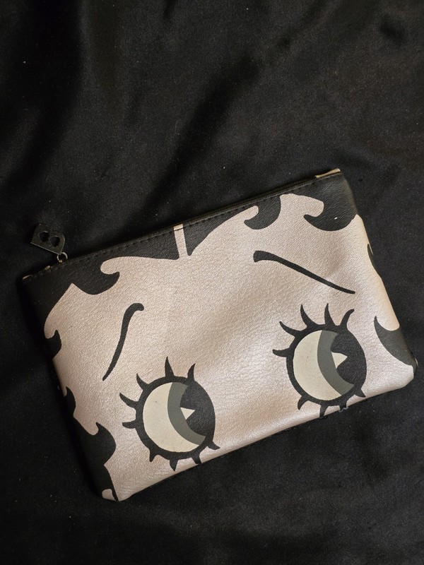 Betty Boop Black Sequin Glam Makeup Bag With Zipper Top Closure By IPSY