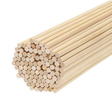 Round Wood Sticks 1/4x12" Dowel Rod Unfinished Hardwood Stick Craft 100Pcs