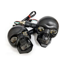 Motorcycle LED Turn Signals, 10mm Screw 12V Skull Head Design Dual 2 PCS Black