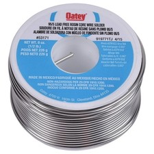Oatey 53171 Rosin Core Wire Solder, 1/2 lb, Solid, Silver, 450 to 464 deg F Melt