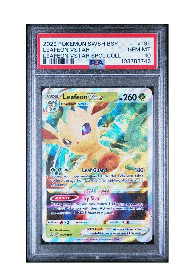 PSA 10 💎 2022 POKEMON SWSH BLACK STAR PROMO #195 LEAFEON VSTAR LEAFEON VSTAR
