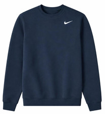 NWT-Nike Men's Club/Sportswear Fleece Crewneck Pullover Sweatshirt-2XL-Navy Blue