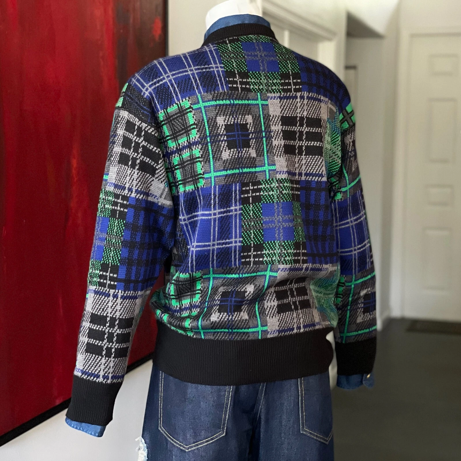 Maglione lana GIANNI VERSACE assortito fantasia tartan scozzesi taglia 52 dal 1987
