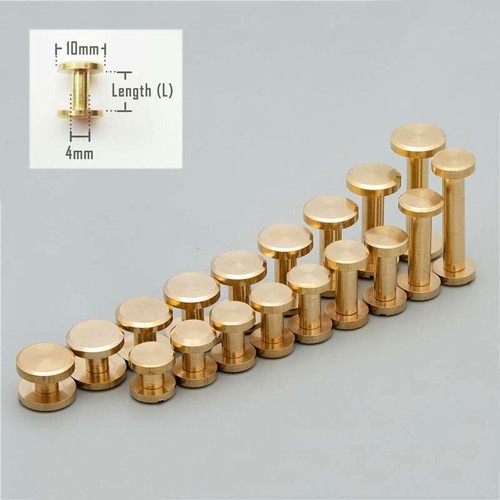 5-50pc Stud Bind Rivet Solid Brass Leather Belt Wallet Chicago Screw Nail 4-20mm - Afbeelding 1 van 12