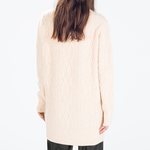 ZARA Damen-PULLOVER ASYMMETRISCHER SAUM ZOPFMUSTER italienisches Garn cremefarben pink Medium 79,90 $ - Bild 9 von 9