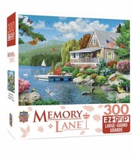 Memory Lane EZ Grip Large Puzzle 300 pc Lake Scene W Poster Master Pieces 24x18