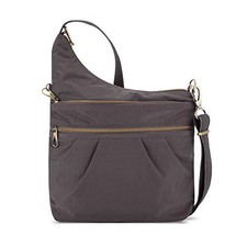 Travelon Anti-theft Signature 3 Compartment Cross Body Bag Smoke