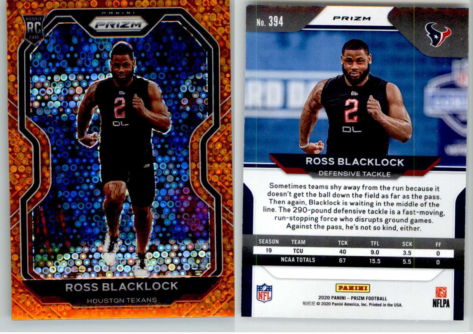 Ross Blacklock 2020 Prizm Orange Disco #394 TCU Texans RC Rookie | eBay