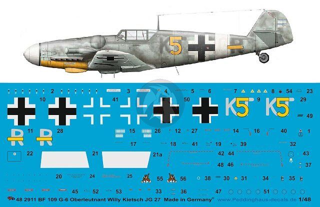 Peddinghaus 1/48 Bf 109 G-6 "Karaya" Markings Erich Hartmann Russia 1943 2232
