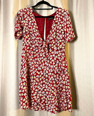 Glassons Dress Red Womens Size 8 Floral Midi Open Back Formal Cocktail  Party | eBay
